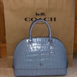 NWT Coach Cornflower Blue Texture Leather Satchel